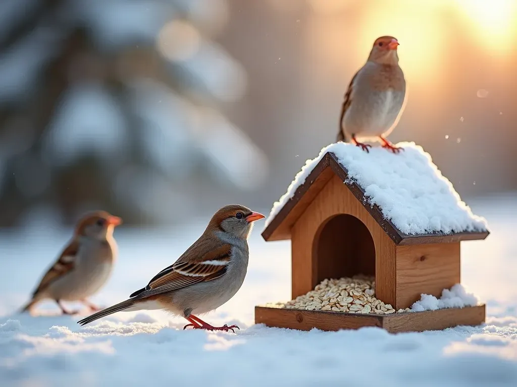 Headline: „Spatzen füttern mit Haferflocken – Das Geheimnis für glückliche Vögel im Winter!