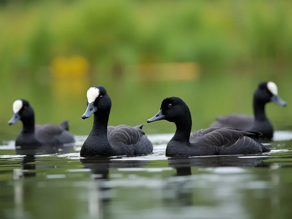 schwarze enten mit weißem kopf